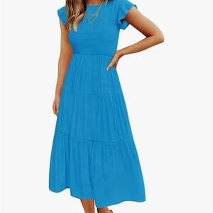 NWT Blue Tiered Midi Dress